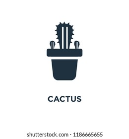 Cactus icon. Black filled vector illustration. Cactus symbol on white background. Can be used in web and mobile.