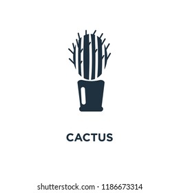 Cactus icon. Black filled vector illustration. Cactus symbol on white background. Can be used in web and mobile.