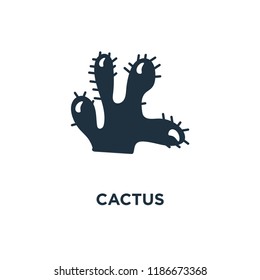 Cactus icon. Black filled vector illustration. Cactus symbol on white background. Can be used in web and mobile.