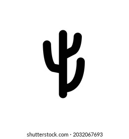 cactus icon - black vector sign