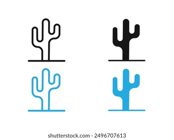 Signo de contorno de Vector blanco y negro del icono del cactus