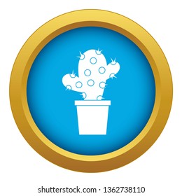 Cactus icon blue vector isolated on white background for any design