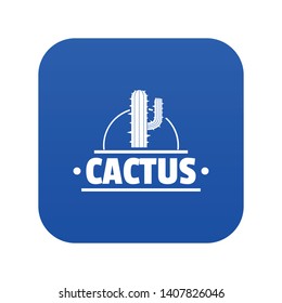 Cactus icon blue vector isolated on white background