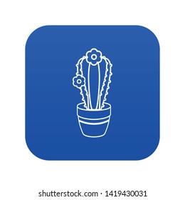 Cactus icon blue vector isolated on white background