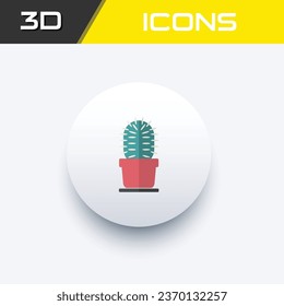 Cactus icon, business 3D icon editable file