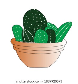 Kaktus-Symbol. Cartoon-Kaktus in einem Topf. Pricklige Pflanze. Vektorgrafiken zum Design.