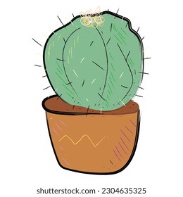icono de cactus caricatura pegatina de ilustración vectorial