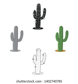 Cactus icon cartoon,black. Singe western icon from the wild west cartoon,black.