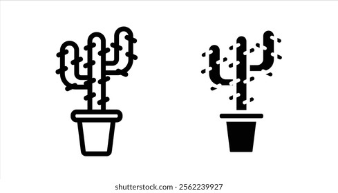 Cactus Icon collection in filled and stroke style.