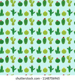 Cactus Icon Collection Seamless Pattern Background Vector Illustration EPS10