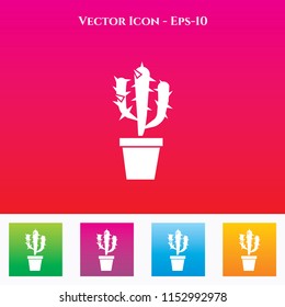 Cactus Icon in Colored Square box. eps-10