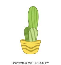 Cactus Icon Doodle Art Style Illustration on White Background can use for badge, stickers, print, and greeting card