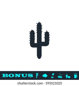Cactus icon flat. Black pictogram on white background. Vector illustration symbol and bonus button