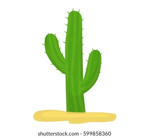 Cactus icon flat, cartoon style isolated on white background. Vector illustration, clip art