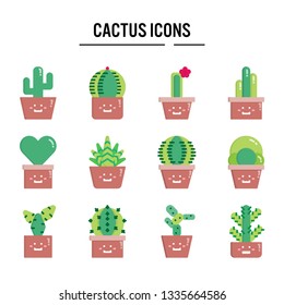 Cactus icon in flat design for web design , infographic , presentation , mobile application - Vector illustration
