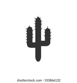 Cactus icon flat. Illustration isolated on white background. Vector grey sign symbol
