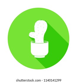 cactus icon in Flat long shadow style on white background