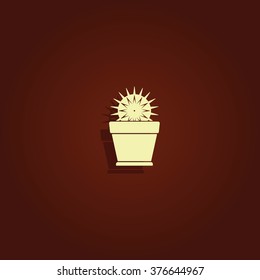 Cactus icon. Flat pot illustration.