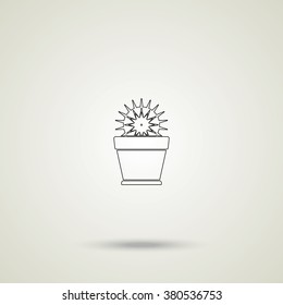 Cactus icon. Flat pot illustration.