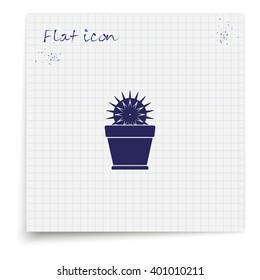Cactus icon. Flat pot illustration.