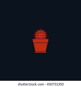 Cactus icon. Flat pot illustration.