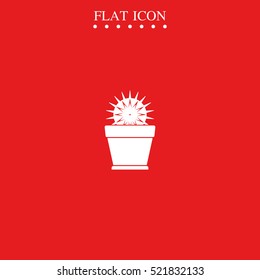 Cactus icon. Flat pot illustration.