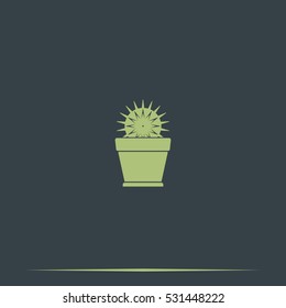 Cactus icon. Flat pot illustration.