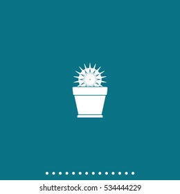 Cactus icon. Flat pot illustration.
