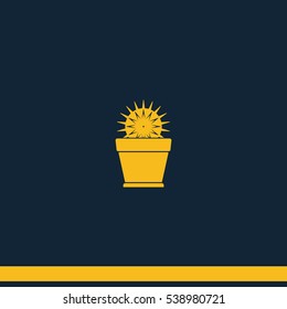 Cactus icon. Flat pot illustration.