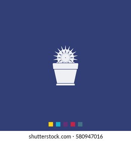 Cactus icon. Flat pot illustration.