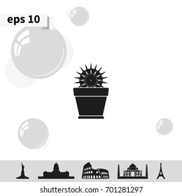 Cactus icon. Flat pot illustration.