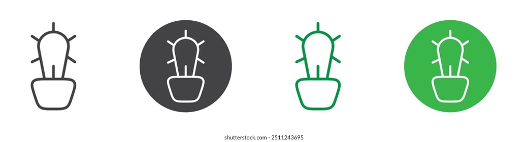 Cactus icon Flat set in black and white color