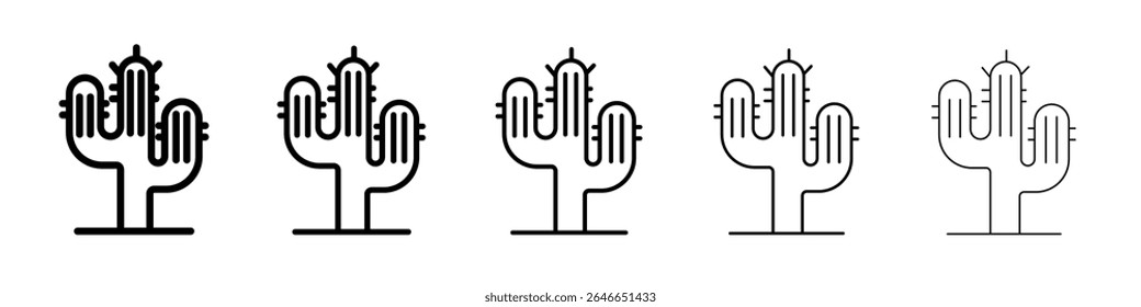 Cactus icon flat simple outline logo
