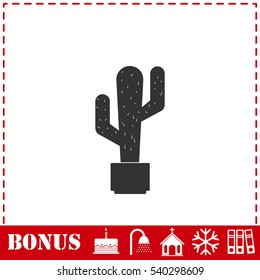 Cactus icon flat. Simple vector symbol and bonus icon