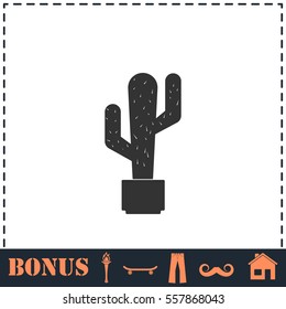Cactus icon flat. Simple vector symbol and bonus icon