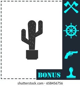 Cactus icon flat. Simple vector symbol and bonus icon