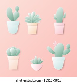 Cactus icon in flat style on pink background.