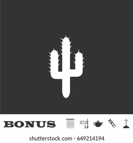 Cactus icon flat. White pictogram on black background. Vector illustration symbol and bonus icons