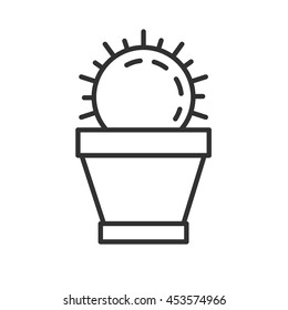 Cactus icon. flower in pot thin line design