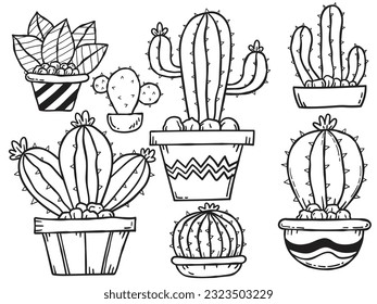 cactus icon free hand drawing