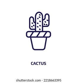 cactus icon from furniture  household collection. Thin linear cactus, plant, hat outline icon isolated on white background. Line vector cactus sign, symbol for web and mobile