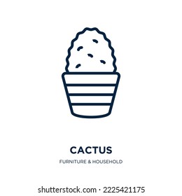 cactus icon from furniture  household collection. Thin linear cactus, cartoon, desert outline icon isolated on white background. Line vector cactus sign, symbol for web and mobile
