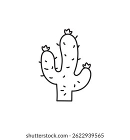 Cactus Icon - Hand Drawn Minimal Line Art Vector