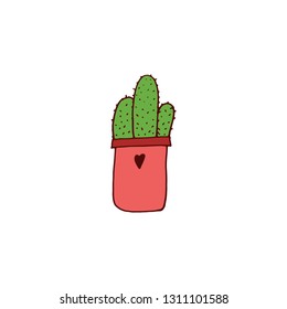 Cactus icon in hand, drawn style. Vector illustration