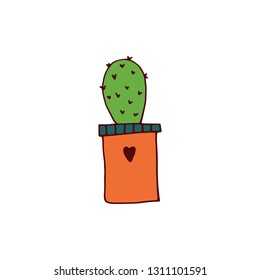 Cactus icon in hand, drawn style. Vector illustration