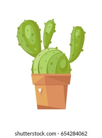 Cactus icon. Home potted cactus isolated on white background. Houseplant vector illustration

