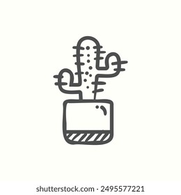 cactus icon, isolated handdrawn icon theme workplace