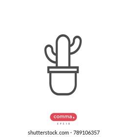 Cactus icon isolated on white background. Cactus icon modern symbol for graphic and web design. Cactus icon simple sign for logo, web, app, UI. Cactus icon flat vector illustration, EPS10.