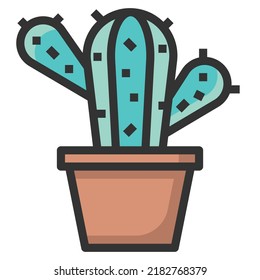 Cactus icon line color vector illustration