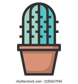Cactus icon line color vector illustration